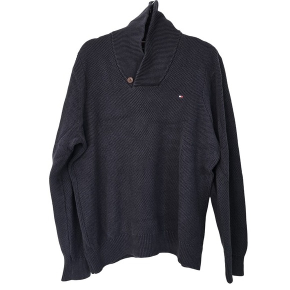 Tommy Hilfiger Mens Shawl Collar Button Knit Pullover‎ Sweater